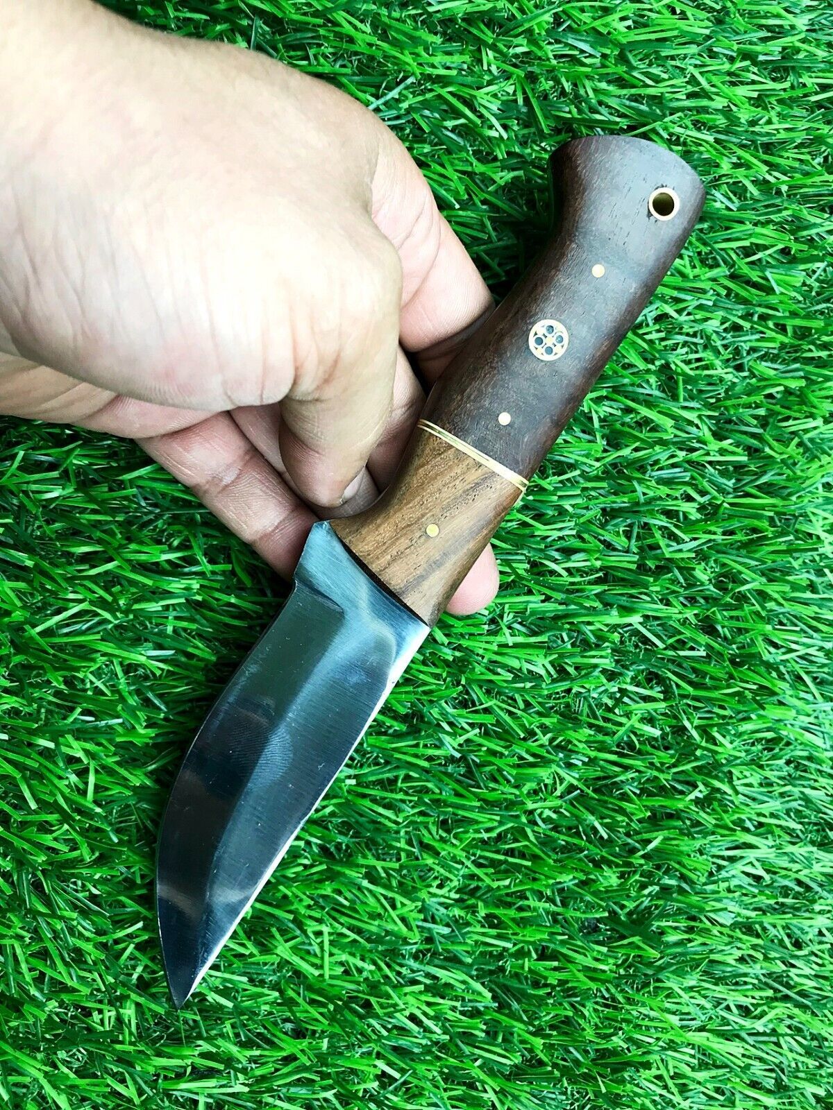 9" Forged Stainless Steel Skinner Knife – Hardwood Handle with Belt Leather Sheath