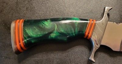 Custom Handmade 14.5" D2 Steel Bowie Knife with Resin Handle & Leather Sheath