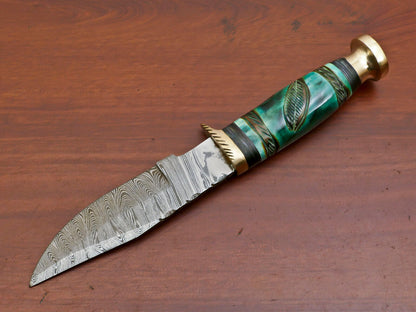 Hand Forged Damascus Steel Hunting Knife with Camel Bone and Pakka Wood Handle