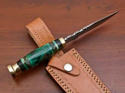 Hand Forged Damascus Steel Hunting Knife with Camel Bone and Pakka Wood Handle