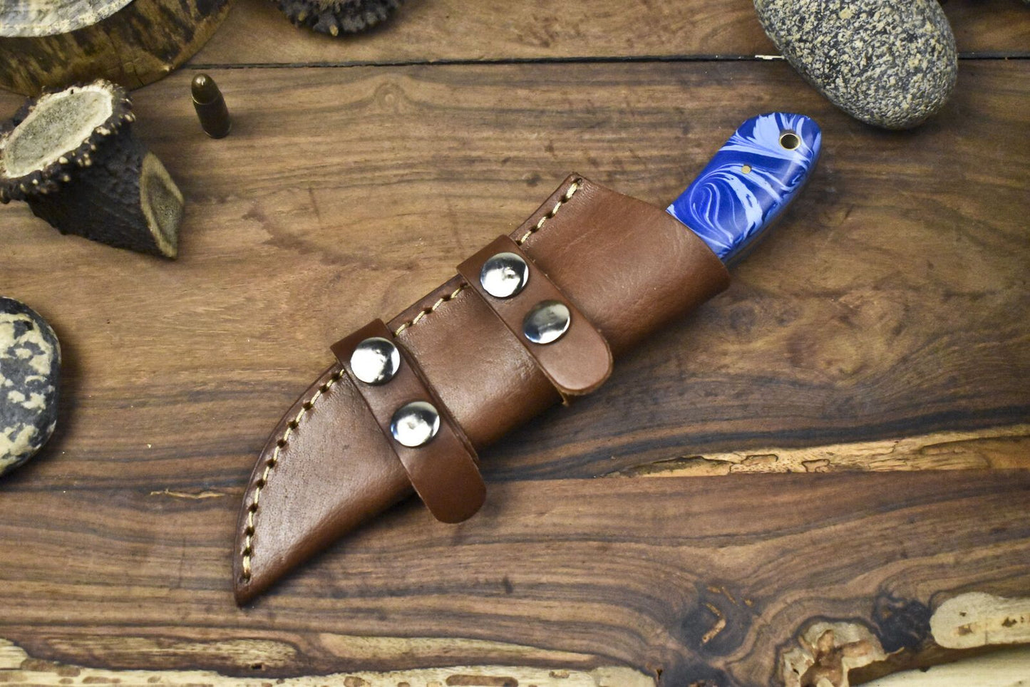 Custom Twist Damascus Skinner Knife with Micarta Handle – 8" Handmade Fishing & Hunting Knife