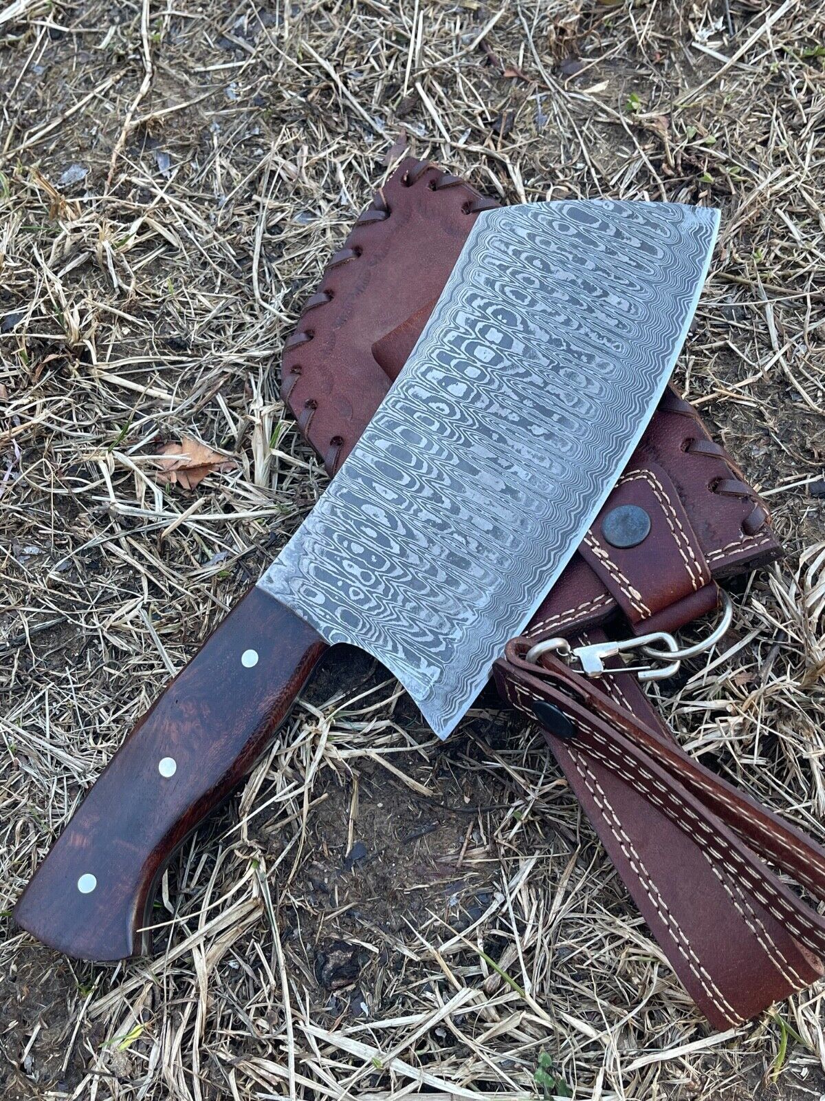 Damascus Chef Cleaver – Handmade Damascus Knife for Kitchen and Outdoor Use