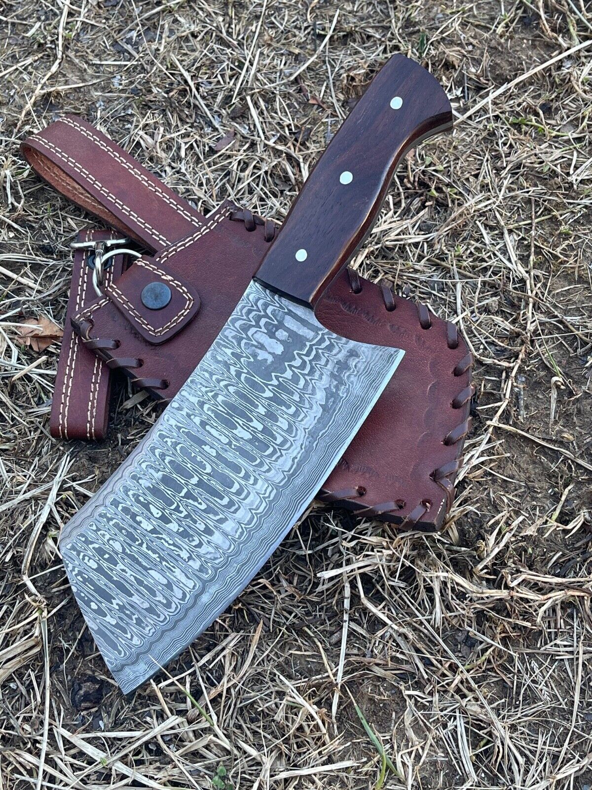 Damascus Chef Cleaver – Handmade Damascus Knife for Kitchen and Outdoor Use