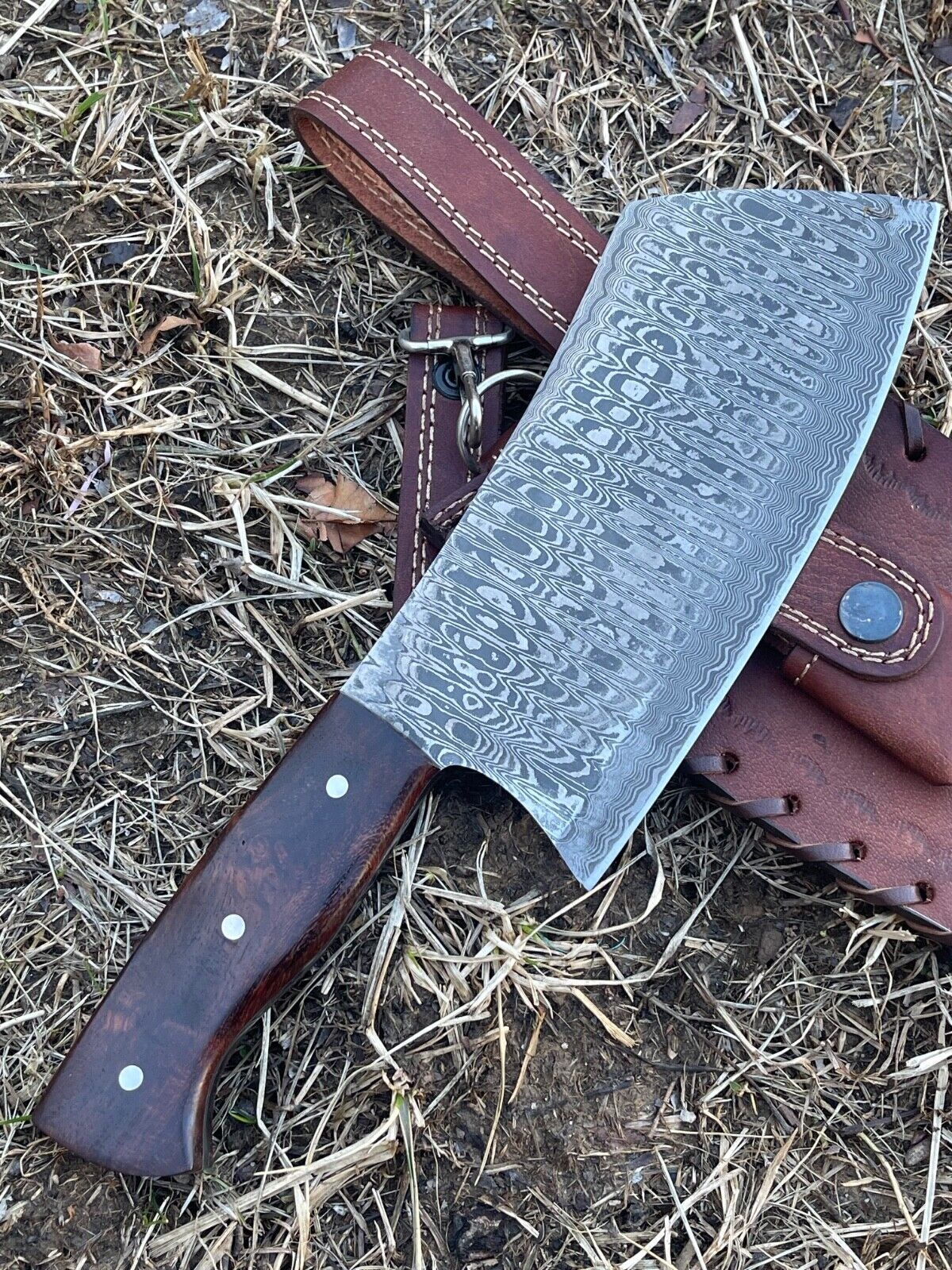 Damascus Chef Cleaver – Handmade Damascus Knife for Kitchen and Outdoor Use