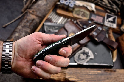 Handmade AUS-8 Steel Skinner Knife | Green Camel Bone Handle | Small Hunting & EDC Sport Knife