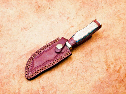 8 Inch Handmade Damascus Steel Hunting Knife with Hard Wood Handle