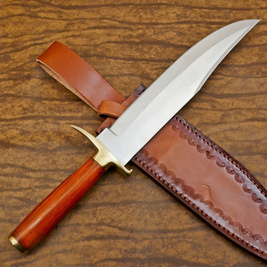 Handmade 12 Inch D2 Steel Bowie Camping Hunting Knife – Pakka Wood Handle, Full Tang Survival Blade
