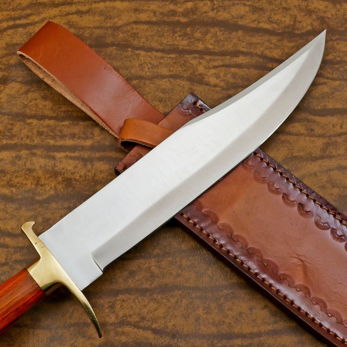 Handmade 12 Inch D2 Steel Bowie Camping Hunting Knife – Pakka Wood Handle, Full Tang Survival Blade