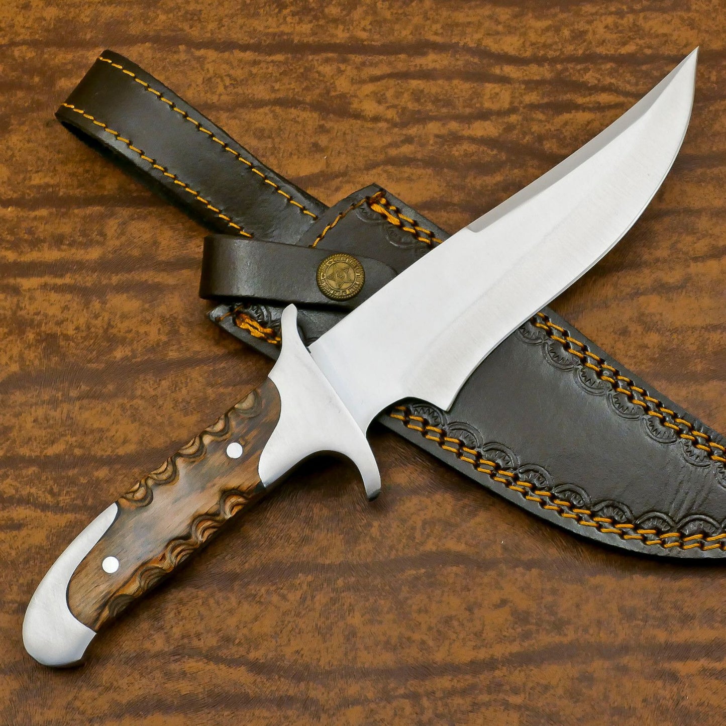 12-Inch Handmade Stainless Steel Bowie Hunting Knife with Sheath – Full Tang Outdoor Survival Knife