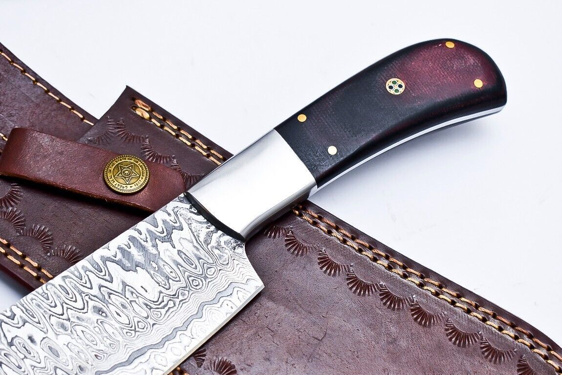 CUSTOM HANDMADE DAMASCUS HUNTING CHEF KNIFE MICARTA HANDLE