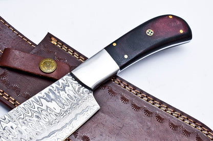 CUSTOM HANDMADE DAMASCUS HUNTING CHEF KNIFE MICARTA HANDLE