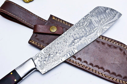 CUSTOM HANDMADE DAMASCUS HUNTING CHEF KNIFE MICARTA HANDLE