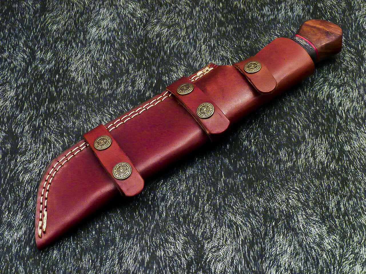 Hand Forged Damascus 11" Bowie Hunting Knife | Camel Bone Handle