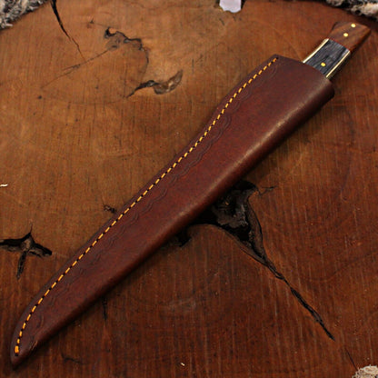 14" Damascus Fillet Knife Handmade Brisket Chef Fixed Blade with Sheath
