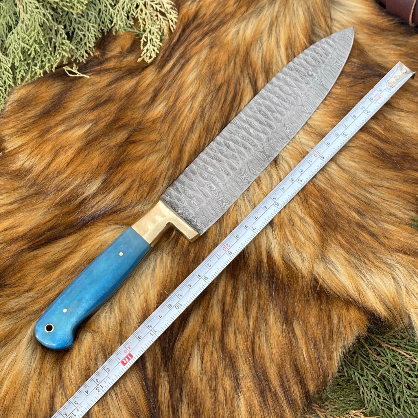 Custom Hand Forged Damascus Steel 5-Piece Kitchen Chef Knife Set with Camel Bone Handles