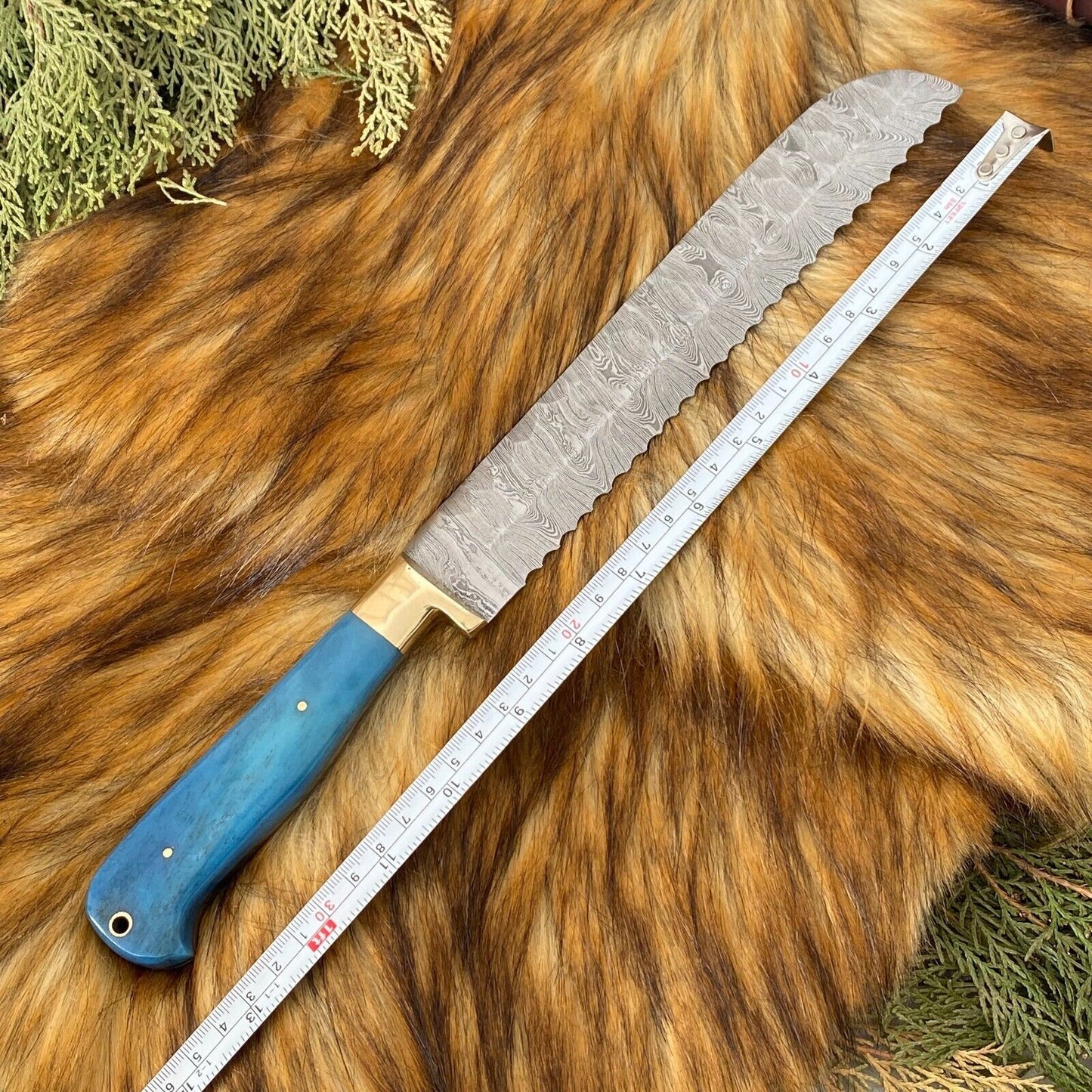 Custom Hand Forged Damascus Steel 5-Piece Kitchen Chef Knife Set with Camel Bone Handles
