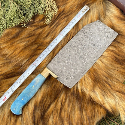 Custom Hand Forged Damascus Steel 5-Piece Kitchen Chef Knife Set with Camel Bone Handles