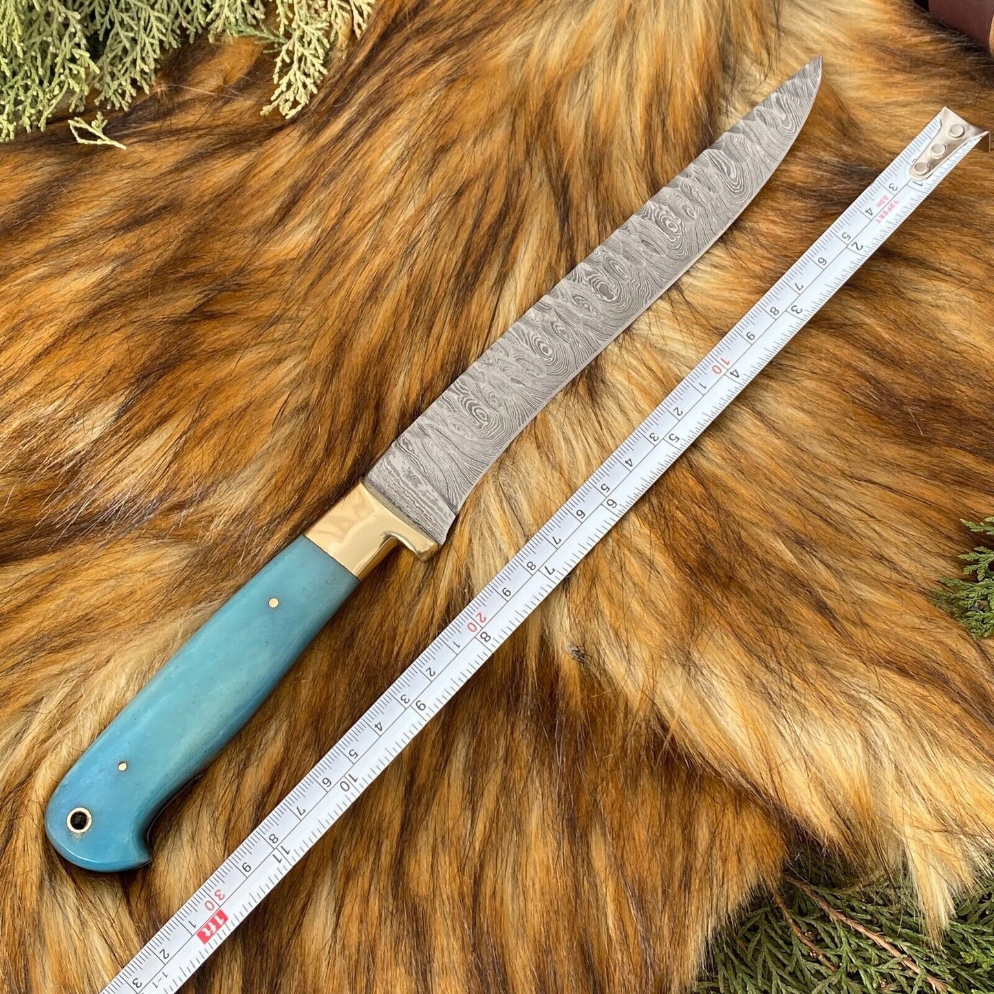 Custom Hand Forged Damascus Steel 5-Piece Kitchen Chef Knife Set with Camel Bone Handles