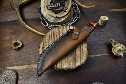 Hand Crafted Twist Damascus Skinner Knife with Corain Handle for Tactical Use