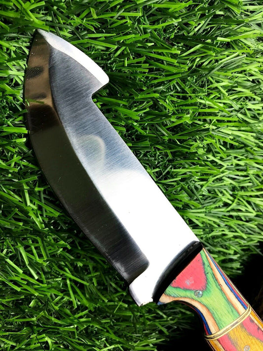 9" Handmade Stainless Steel Skinner Knife – Forged Hunting & Survival Blade with Leather Sheath