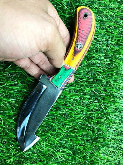 9" Handmade Stainless Steel Skinner Knife – Forged Hunting & Survival Blade with Leather Sheath