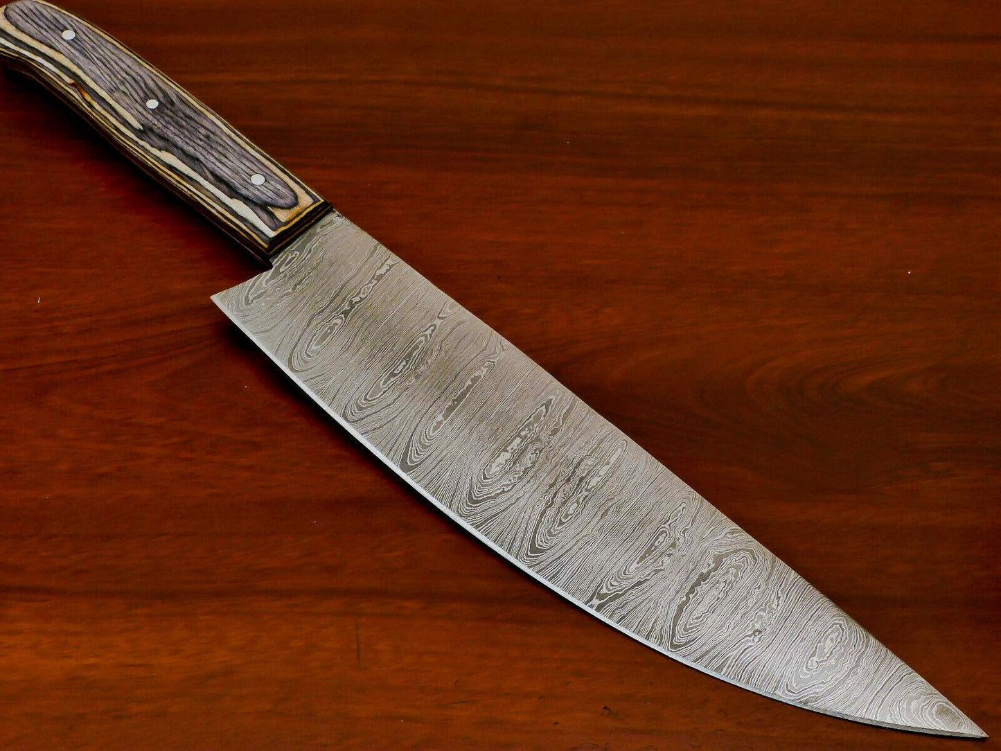 Rare Hand Forged Damascus Steel Full Tang Chef Knife – 13" with Hardwood Handle