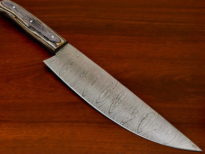 Rare Hand Forged Damascus Steel Full Tang Chef Knife – 13" with Hardwood Handle