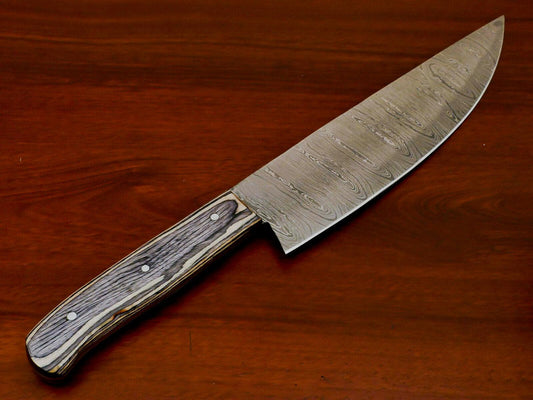 Rare Hand Forged Damascus Steel Full Tang Chef Knife – 13" with Hardwood Handle