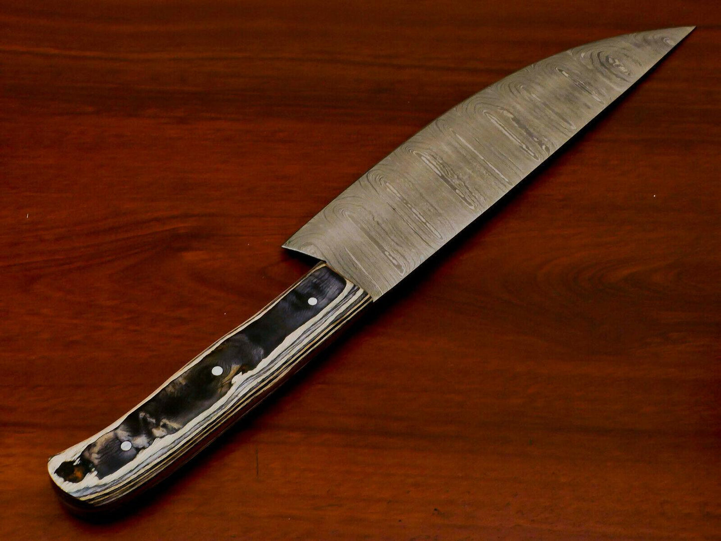 Rare Hand Forged Damascus Steel Full Tang Chef Knife – 13" with Hardwood Handle