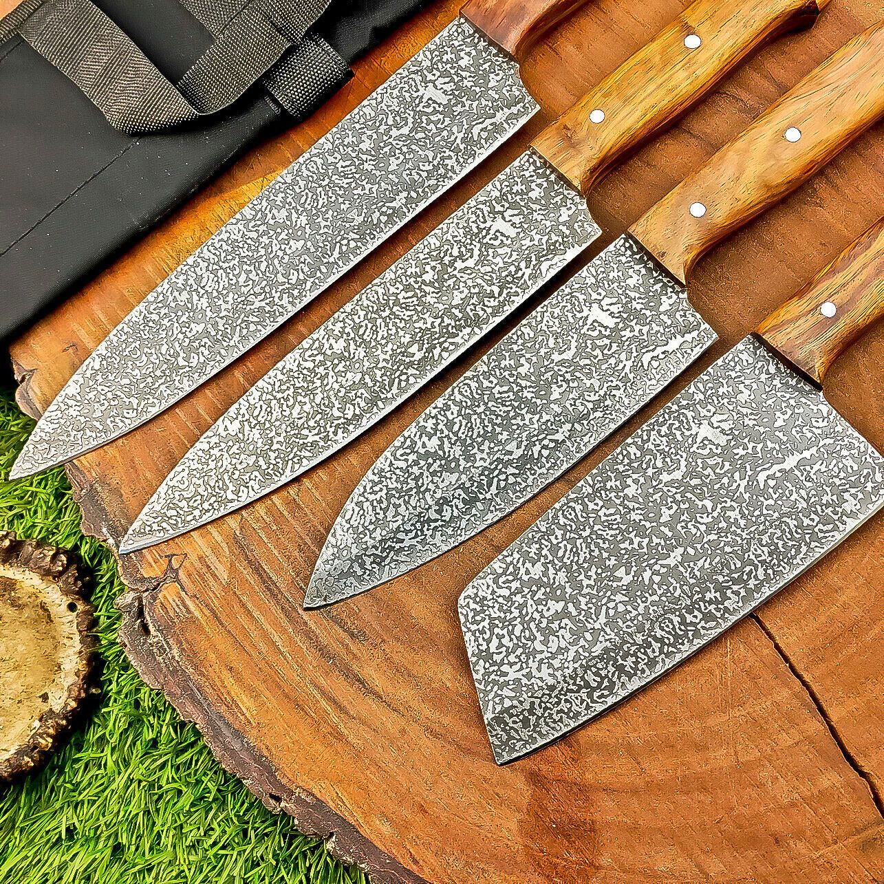 Heritage Forge 4-Pc Steel Chef Knife Set | Handmade Kitchen Knives