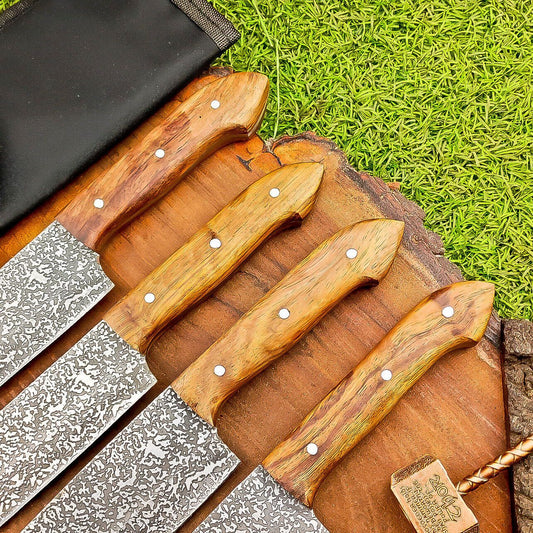 Heritage Forge 4-Pc Steel Chef Knife Set | Handmade Kitchen Knives