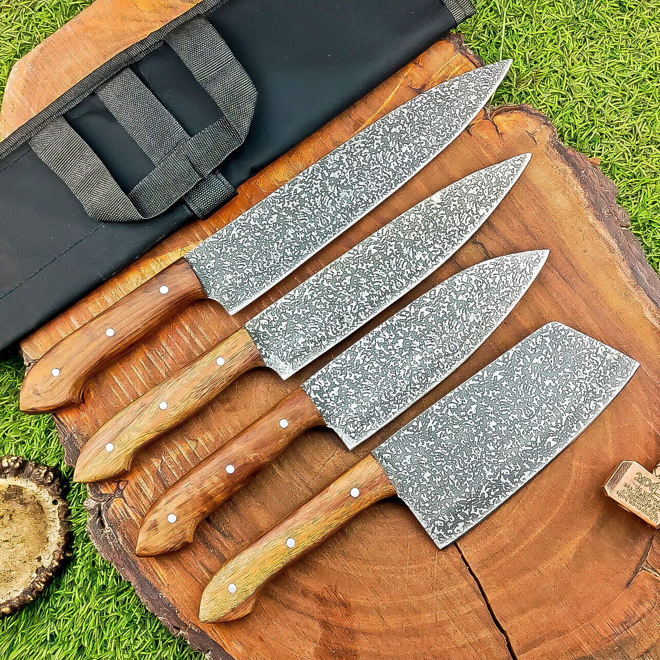 Heritage Forge 4-Pc Steel Chef Knife Set | Handmade Kitchen Knives