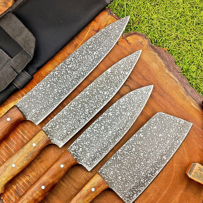 Heritage Forge 4-Pc Steel Chef Knife Set | Handmade Kitchen Knives
