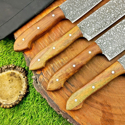Heritage Forge 4-Pc Steel Chef Knife Set | Handmade Kitchen Knives