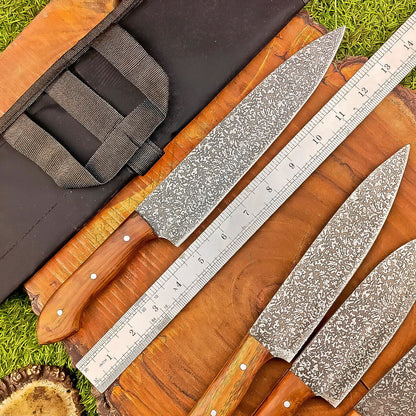 Heritage Forge 4-Pc Steel Chef Knife Set | Handmade Kitchen Knives
