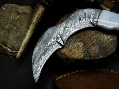 10" Handmade Damascus Karambit Knife Damascus Steel Karambit with Resin Handle