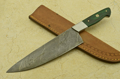 11.75" Handmade Damascus Steel Chef Kitchen Knife – Pakka Wood Handle, 512 Layers, Hand-Forged