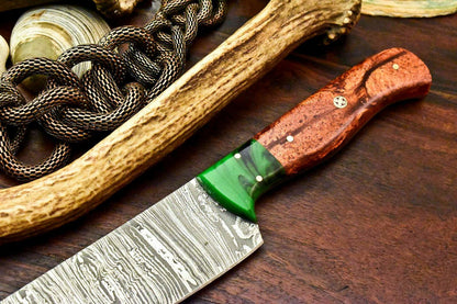 Custom Handmade Damascus Chef Knife | 12" Full Tang Corian Handle