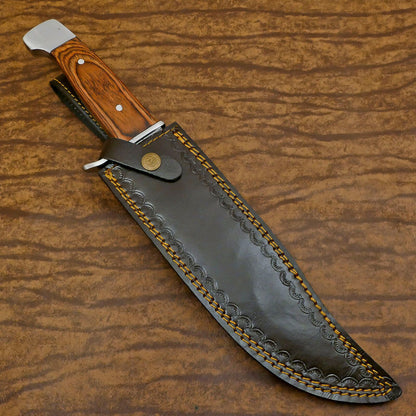 Handmade D2 Clip Point Bowie Hunting Knife – EDC Full Tang with Pakka Wood Handle