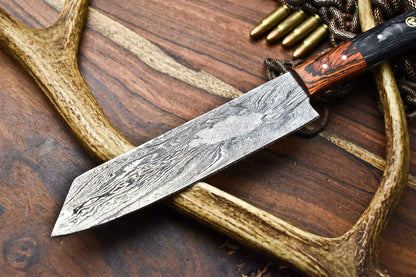 Handmade Damascus Steel Chef Knife | Full Tang Hardwood Handle | 12" Kitchen Knife