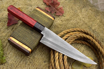 13.3" Custom Handmade Spring Steel 5160 Chef Knife with Wooden Handle – No Damascus