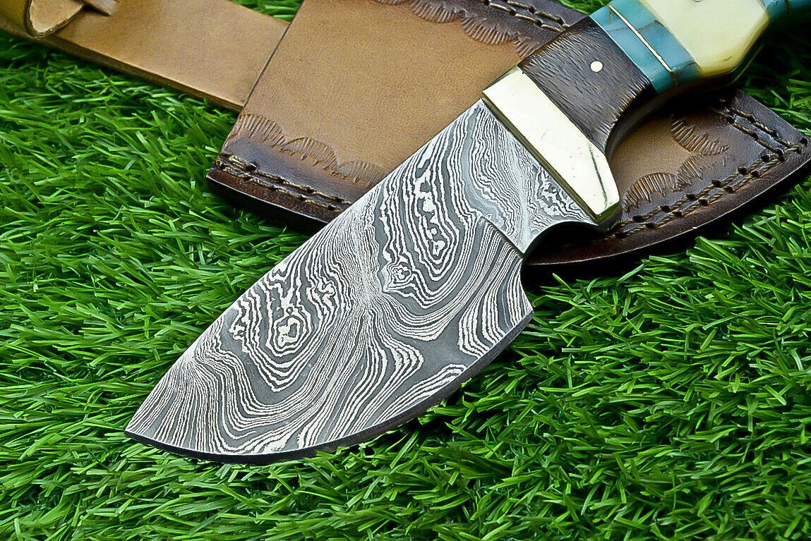 8" Custom Damascus Bowie Knife with Resin & Wood Handle