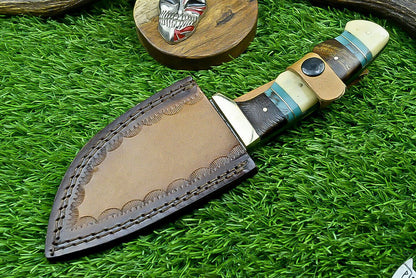 8" Custom Damascus Bowie Knife with Resin & Wood Handle