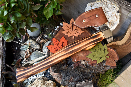 Handmade High Carbon Steel Vikings Axe – Etched Blade with Walnut Wood Handle