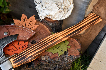 Handmade High Carbon Steel Vikings Axe – Etched Blade with Walnut Wood Handle