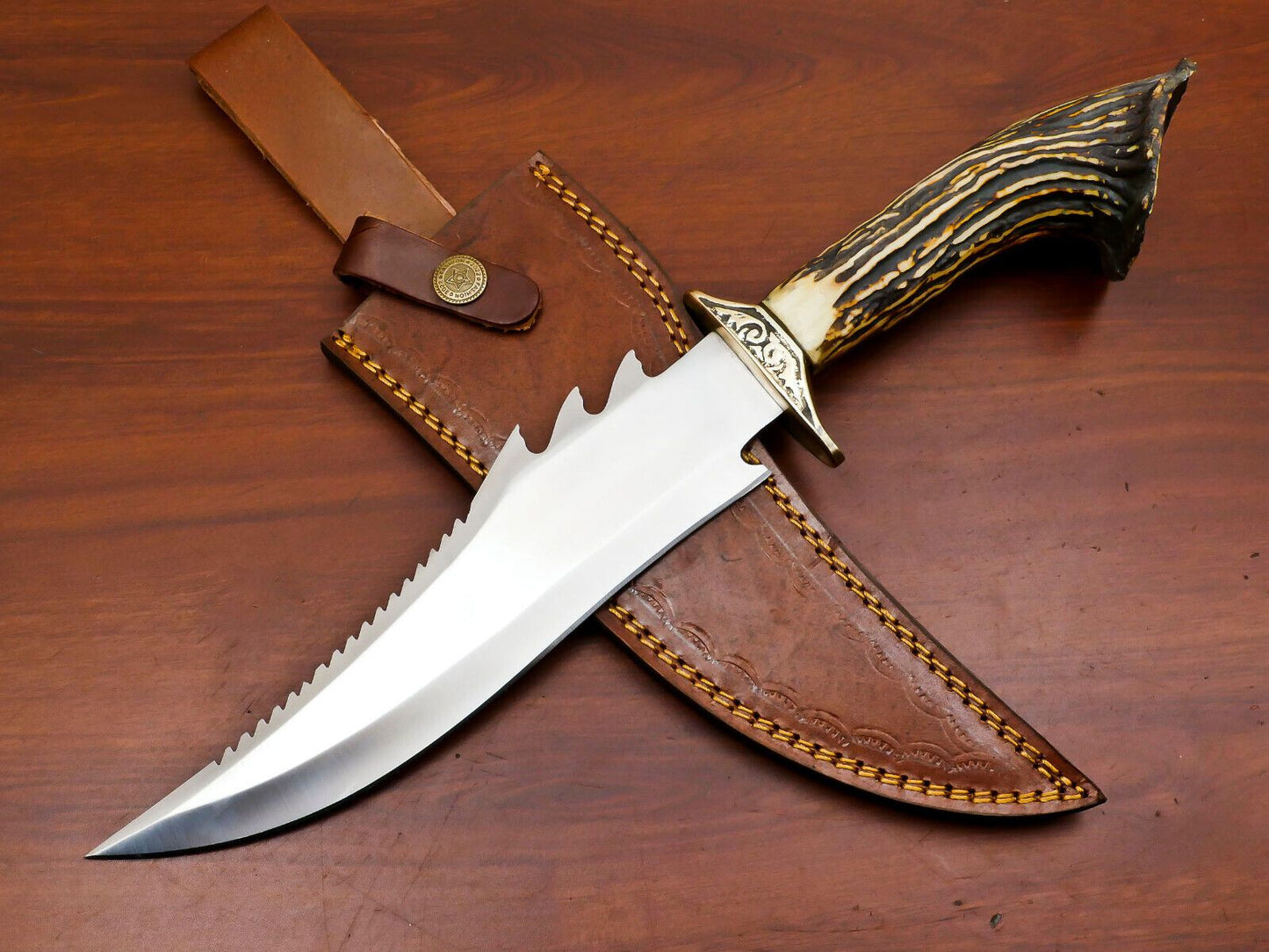 12" Handmade D2 Steel Clip Point Bowie Hunting Knife – Full Tang Fixed Blade Survival Knife