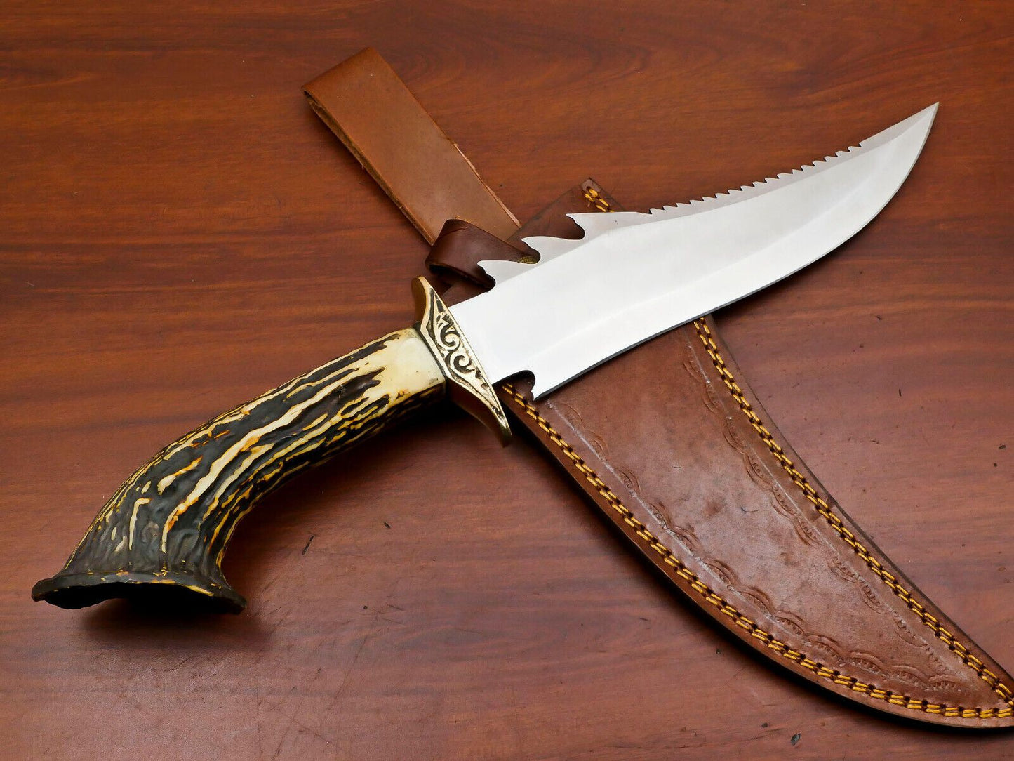 12" Handmade D2 Steel Clip Point Bowie Hunting Knife – Full Tang Fixed Blade Survival Knife