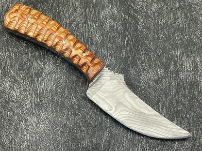 7 Inch Handmade Damascus Steel Bowie Knife with Hardwood Handle
