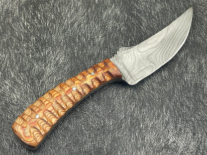 7 Inch Handmade Damascus Steel Bowie Knife with Hardwood Handle