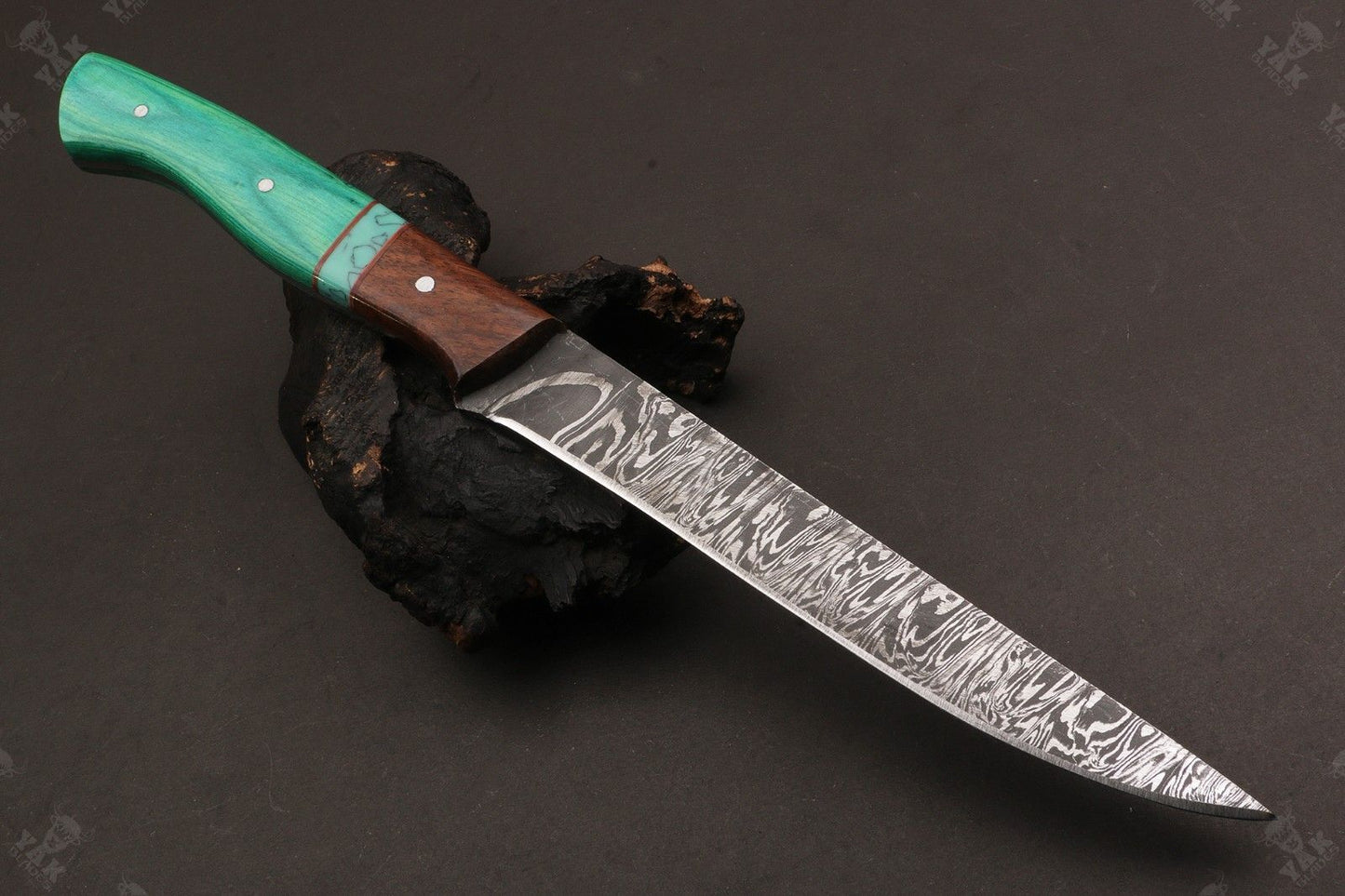 12" Handmade Twist Damascus Fillet Knife Damascus Steel Fillet Knife W/Sheath